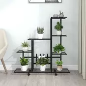 Stalak za cvijece s kotacima 94,5 x 25 x 92,5 cm crni metalni