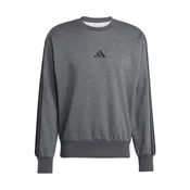 ADIDAS SPORTSWEAR Športna majica ESSENTIALS THREE STRIPES FLEECE pegasto siva/črna