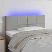 Vidaxl vidaXL Vzglavje postelje z LED svetlo sivo 90x5x78/88 cm blago