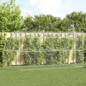 vidaXL Pasja lopa s shranjevanjem 2 pcs srebrna 4 x 2 x 2 m Jeklo