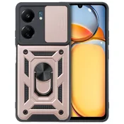 GS Oklepni ovitek za Xiaomi Redmi 13C/Poco C65, CamShield Slide, roza zlata