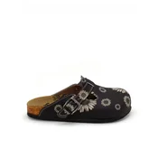 Goby Cokle Women Calceo Black and Beige Clogs CAL5457 with flower design mešane barve