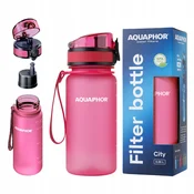 shumee Aquaphor City 350 ml steklenička z ogljikovim filtrom, roza, za hojo