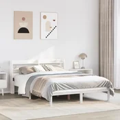 shumee vidaXL Posteljni okvir brez vzmetnice bel 140x200 cm masiven borov les