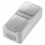 Panasonic Stikalo serijsko + schuko vtičnica PALMIYE nadometno vertikalno IP54 sivo