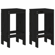 Barski stolci 2 kom crni 40 x 36 x 75 cm od masivne borovine