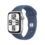 Apple Watch SE (2024) 44mm GPS Silver Alu Case/Denim Sport Band M/L, (mxer3qv/a)