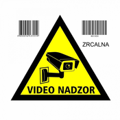 Nalepka trikotna zrcalna VIDEONADZORA5 (145x145) obojestranska