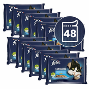 Vrečke FELIX Fantastic okusen izbor hran z lososom in morsko ploščo 48x85 g