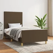 Greatstore Posteljni okvir z vzglavjem temno rjav 80x200 cm blago