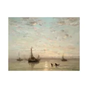 Canvas Slika na platnu Fishing Boats At Sunset, Hendrik Willem Mesdag, 100 x 75 cm