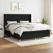 Greatstore Box spring postelja z vzmetnico črna 180x200 cm blago