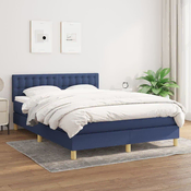 Greatstore Box spring postelja z vzmetnico modra 140x200 cm blago