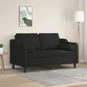 Kavč dvosed z blazinami črn 120 cm blago