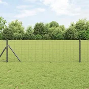 Ograda s postovima Siva 0,8 x 25 m Celik
