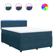 Vidaxl Box spring postelja z vzmetnico modra 140x190 cm žamet