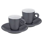 EXCELLENT skodelica KL-12751 Espresso cup with saucer set of 4 MATTIA gray