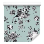 Elegantna tapeta s cvetočimi rožami za dnevno sobo in spalnico 50x1000 cm