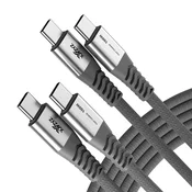 shumee 2x USB C NA USB C KABEL ZA HITRO POLNILO SIV 100W 20V 5A 2M