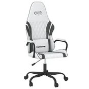 Vidaxl Gaming stol bela in črna umetno usnje