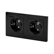 Aigostar - Dvostruka zidna uticnica sa okvirom SCHUKO 230V/16A crna