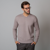 Moški svetlo rjav pulover z nežnim vzorcem 12115