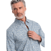 OMBRE Moška majica SLIM FIT s potiskom svetlo modra MDN124793 S
