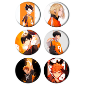 Set bedževa Anime Haikyu, 37 mm, 6 kom