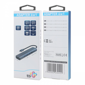 TB USB C 6v1 adapter HDMI USB*3 RJ45 PD