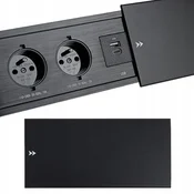 shumee Pohištvena vtičnica, vgradna, vgradna v pult, podaljšek, 2xUSB, 18W, 230V, črna