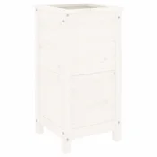 Vidaxl Vrtno cvetlično korito belo 40x40x78 cm trdna borovina
