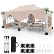 Northix 3x6m bež pop-up paviljon z odstranljivimi stranicami