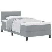vidaXL Postelja s pomičnim dnom in vzmetnico svetlo siva 90x200 cm Tkanina