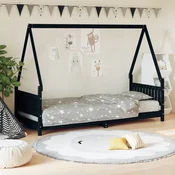 Okvir za djecji krevet crni 80 x 200 cm od masivne borovine