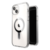 Speck Presidio Perfect-Clear ClickLock MagSafe Apple iPhone 15 Plus / 14 Plus (Clear/Chrome Finish/Serene Silver)