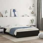 Vidaxl Posteljni okvir s predali črn 140x190 cm inženirski les