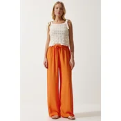 Happiness Istanbul Womens Orange Summer Viscose Palazzo Trousers