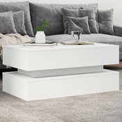 Greatstore Klubska mizica z LED lučkami bela 90x50x40 cm