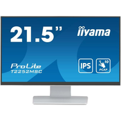 IIYAMA ProLite monitor T2252MSC-W2 22 bel, IPS, projektivna kapacitivnost 10 točk na dotik, HDMI, Display Port, steklena zasnova od roba do roba, pre