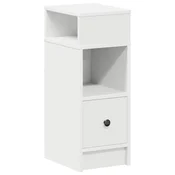 Vidaxl Nočna omarica z predalom bela 25x31x66 cm
