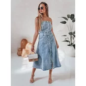 Sukienka jeansowa midi z paskiem SUMMER SKY niebieska Dstreet