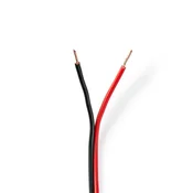 Nedis Kabel zvočnikov 2x 0 75 mm2 Baker 100 0 m Okrogla PVC Črna rdeča Kolut
