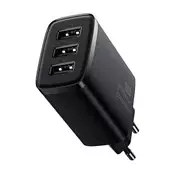 BASEUS COMPACT glavni punjač s 3 USB priključka, 17 W, brzo punjenje, CRN CCXJ020101