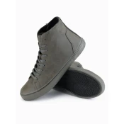 Ombre Mens high-top sneakers with matte texture and embossed logo - dark olive