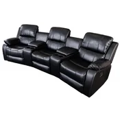 Casa Padrino faux leather 3 seater cinema armchair black 295 x 95-165 x H. 78-101 cm - Living room TV armchair with cup holder and storage compartment - Faux leather living room furniture