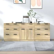 Greatstore 3-delna komoda, barva hrast sonoma, material na osnovi lesa