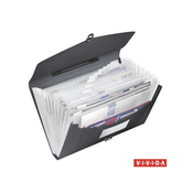 Harmonika táska, A4, PP, 12 rekeszes, ESSELTE Vivida, fekete