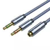 Audio 3.5mm razdelilni kabel Dual Split female v dvojnini female za priklop slušalk in mikrofona - 0.25m