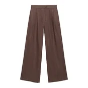 Pull&Bear Hlače z naborki rjava