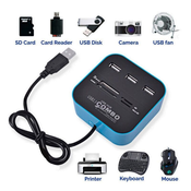 HUB čitalec kartic USB, 2v1, Teracell, modra